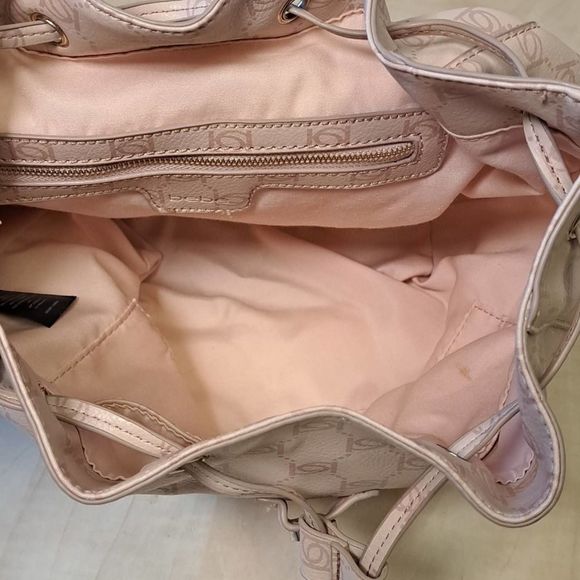 BEBE Blush Pink ALEXIS Signature Logo Travel Backpack Bag - Picture 5 of 9